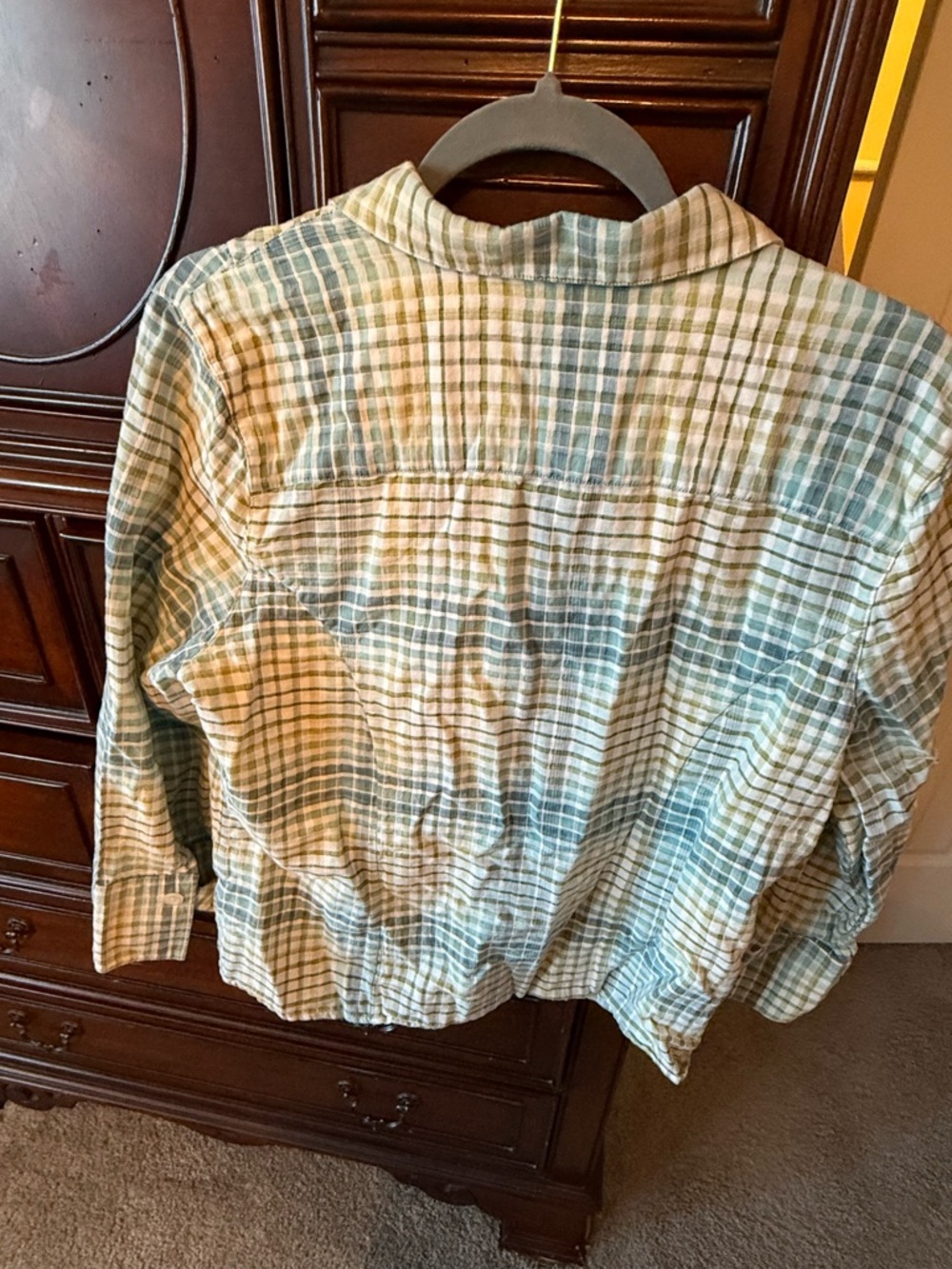 Christopher & Banks Green,Blue and Cream Plaid Zip Shirt Jacket size L - Picture 2 of 5